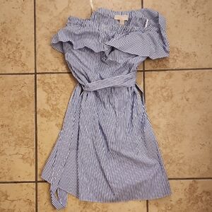 Michaels Blue and White Striped Mini Dress